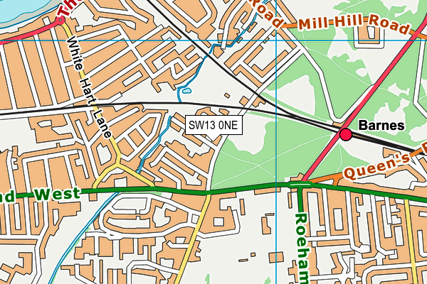 Barnes Common West map (SW13 0NE) - OS VectorMap District (Ordnance Survey)