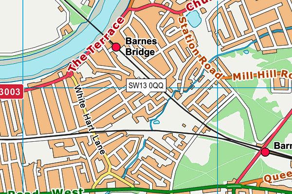 Barnes Primary School map (SW13 0QQ) - OS VectorMap District (Ordnance Survey)