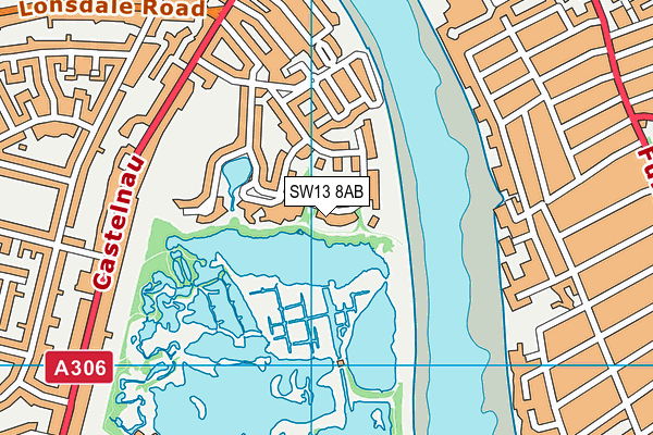 SW13 8AB map - OS VectorMap District (Ordnance Survey)