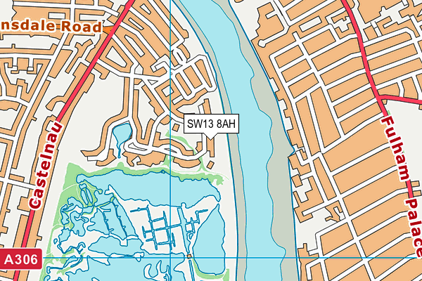 SW13 8AH map - OS VectorMap District (Ordnance Survey)