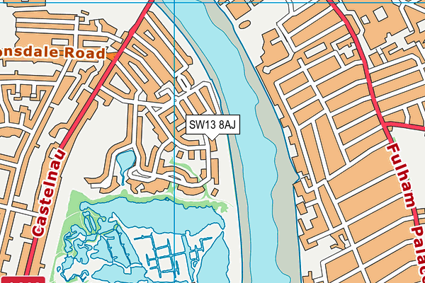 SW13 8AJ map - OS VectorMap District (Ordnance Survey)