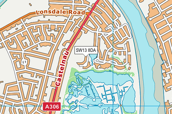 SW13 8DA map - OS VectorMap District (Ordnance Survey)