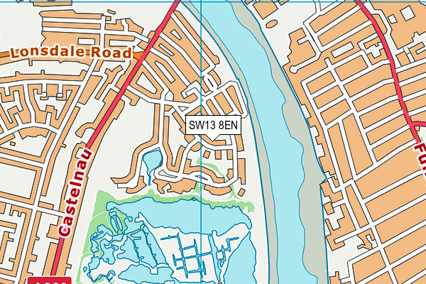 SW13 8EN map - OS VectorMap District (Ordnance Survey)