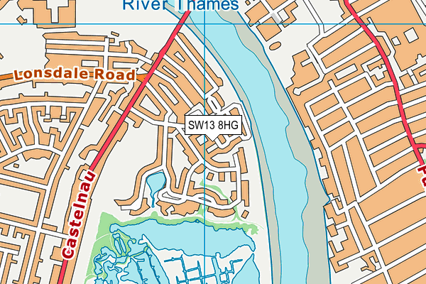 SW13 8HG map - OS VectorMap District (Ordnance Survey)