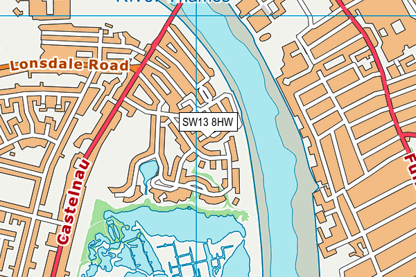 SW13 8HW map - OS VectorMap District (Ordnance Survey)