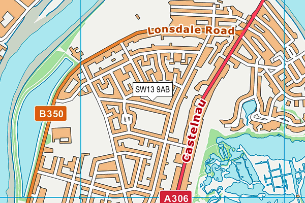 SW13 9AB map - OS VectorMap District (Ordnance Survey)