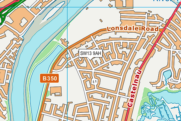 SW13 9AH map - OS VectorMap District (Ordnance Survey)