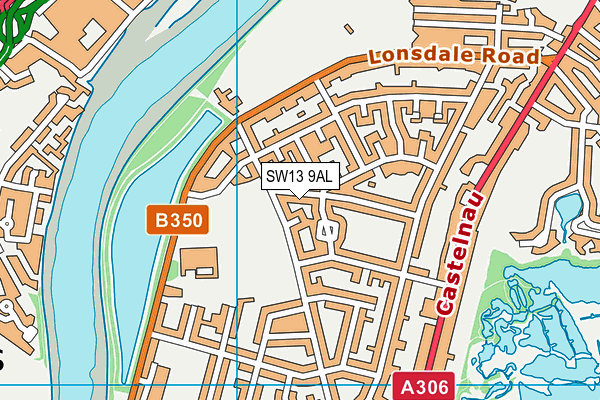SW13 9AL map - OS VectorMap District (Ordnance Survey)