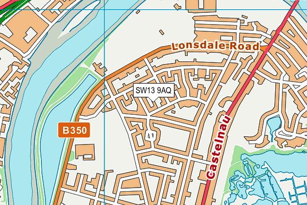 SW13 9AQ map - OS VectorMap District (Ordnance Survey)