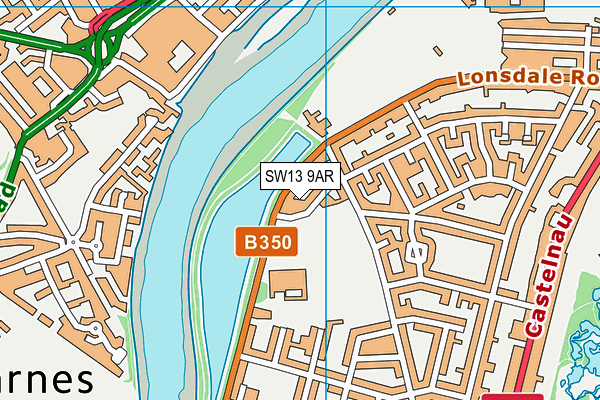 SW13 9AR map - OS VectorMap District (Ordnance Survey)