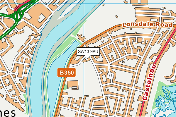 SW13 9AU map - OS VectorMap District (Ordnance Survey)