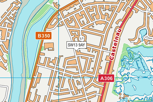 SW13 9AY map - OS VectorMap District (Ordnance Survey)