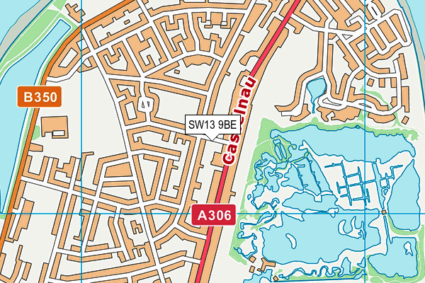 SW13 9BE map - OS VectorMap District (Ordnance Survey)
