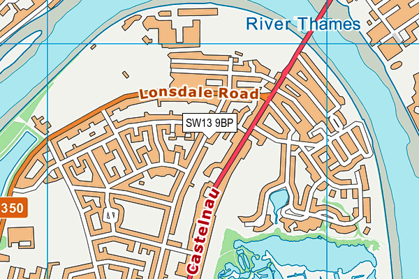 SW13 9BP map - OS VectorMap District (Ordnance Survey)