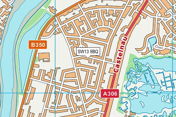 SW13 9BQ map - OS VectorMap District (Ordnance Survey)