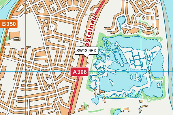 SW13 9EX map - OS VectorMap District (Ordnance Survey)