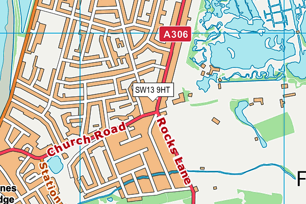 SW13 9HT map - OS VectorMap District (Ordnance Survey)