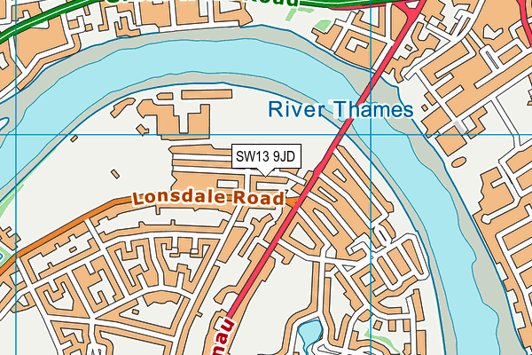SW13 9JD map - OS VectorMap District (Ordnance Survey)