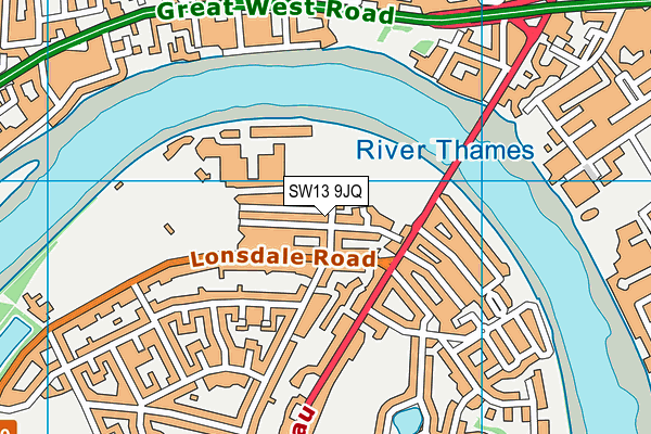 SW13 9JQ map - OS VectorMap District (Ordnance Survey)