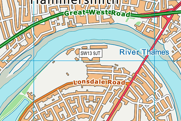 SW13 9JT map - OS VectorMap District (Ordnance Survey)