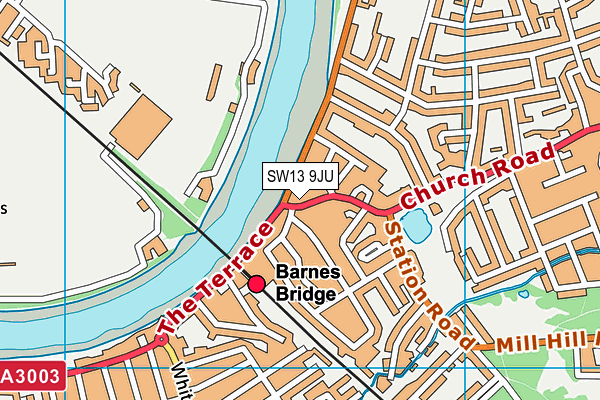 SW13 9JU map - OS VectorMap District (Ordnance Survey)