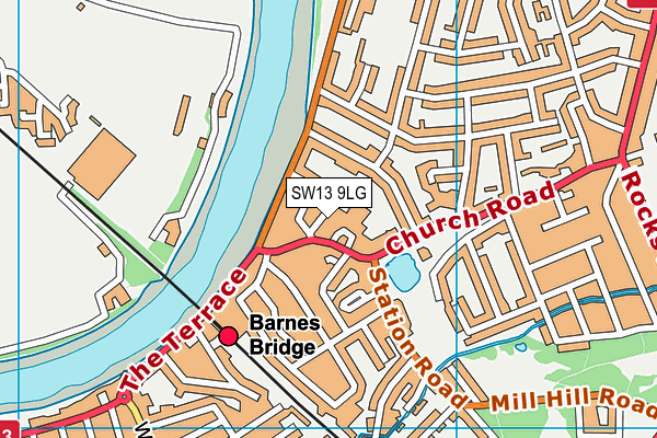 SW13 9LG map - OS VectorMap District (Ordnance Survey)