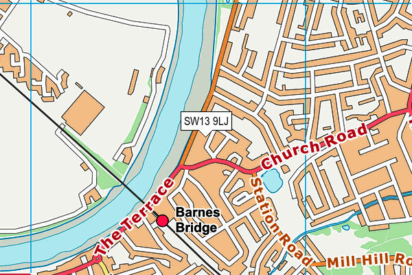 SW13 9LJ map - OS VectorMap District (Ordnance Survey)