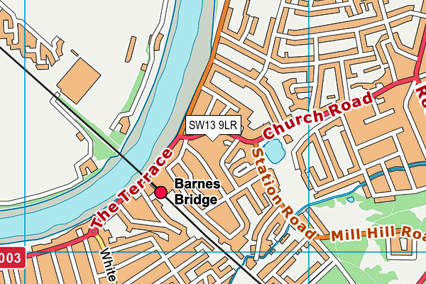 SW13 9LR map - OS VectorMap District (Ordnance Survey)