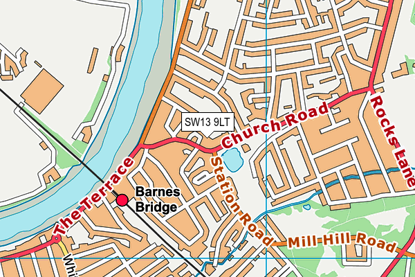 SW13 9LT map - OS VectorMap District (Ordnance Survey)