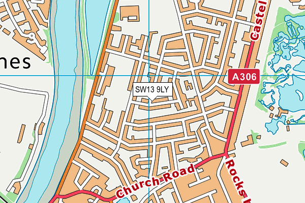 SW13 9LY map - OS VectorMap District (Ordnance Survey)