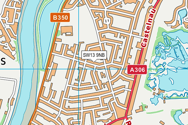 SW13 9NB map - OS VectorMap District (Ordnance Survey)