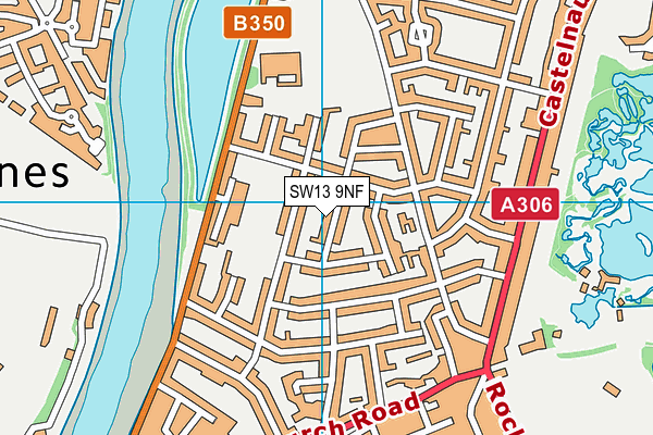 SW13 9NF map - OS VectorMap District (Ordnance Survey)