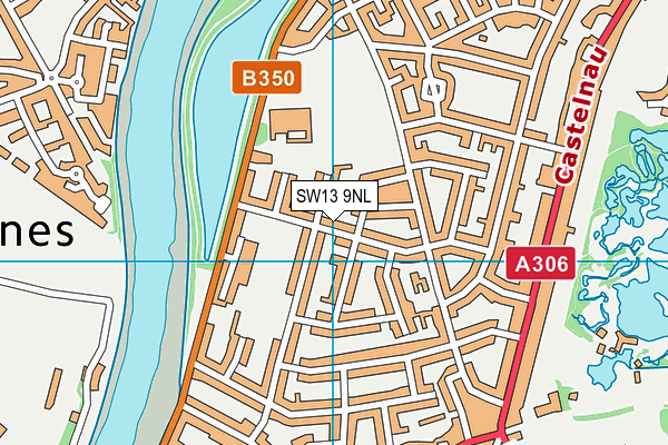 SW13 9NL map - OS VectorMap District (Ordnance Survey)