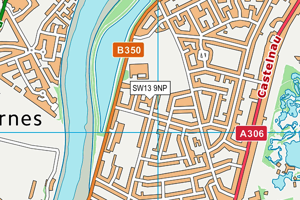 SW13 9NP map - OS VectorMap District (Ordnance Survey)