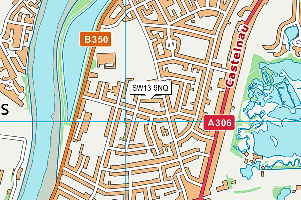 SW13 9NQ map - OS VectorMap District (Ordnance Survey)