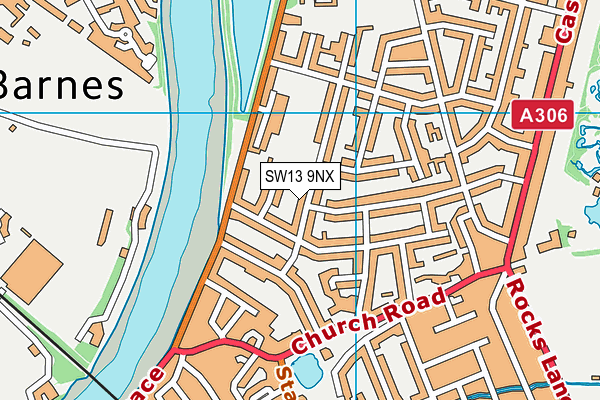 SW13 9NX map - OS VectorMap District (Ordnance Survey)