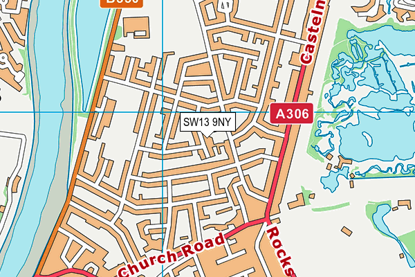 SW13 9NY map - OS VectorMap District (Ordnance Survey)