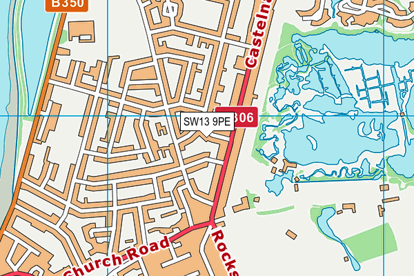 SW13 9PE map - OS VectorMap District (Ordnance Survey)