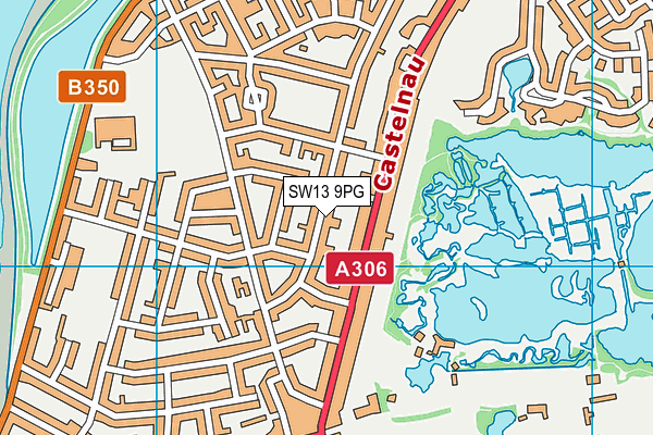SW13 9PG map - OS VectorMap District (Ordnance Survey)