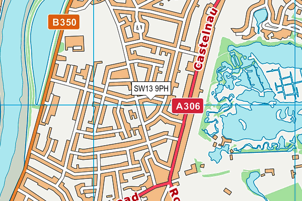 SW13 9PH map - OS VectorMap District (Ordnance Survey)