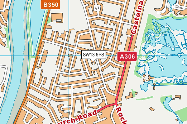 SW13 9PS map - OS VectorMap District (Ordnance Survey)