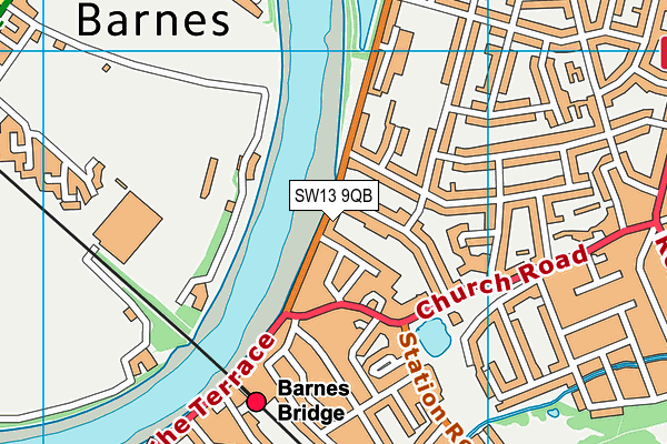 SW13 9QB map - OS VectorMap District (Ordnance Survey)