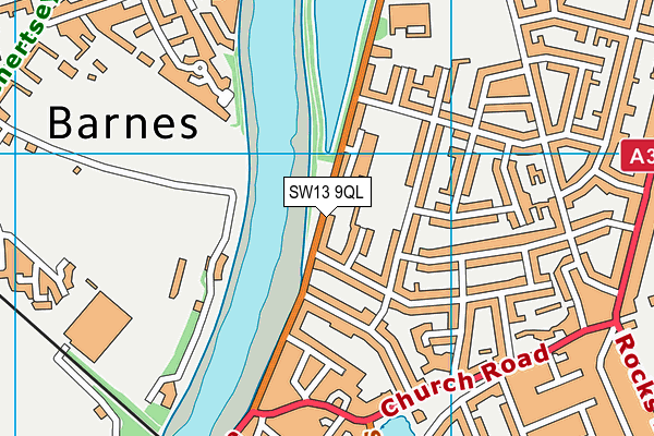 Barnes Sports Club map (SW13 9QL) - OS VectorMap District (Ordnance Survey)