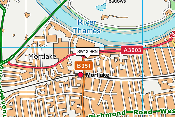 SW13 9RN map - OS VectorMap District (Ordnance Survey)