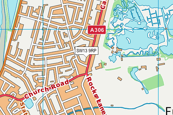 SW13 9RP map - OS VectorMap District (Ordnance Survey)