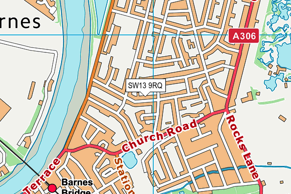 SW13 9RQ map - OS VectorMap District (Ordnance Survey)