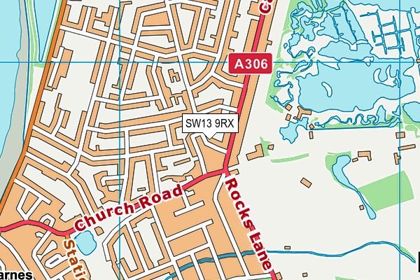 SW13 9RX map - OS VectorMap District (Ordnance Survey)