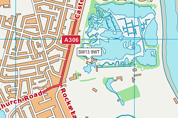SW13 9WT map - OS VectorMap District (Ordnance Survey)