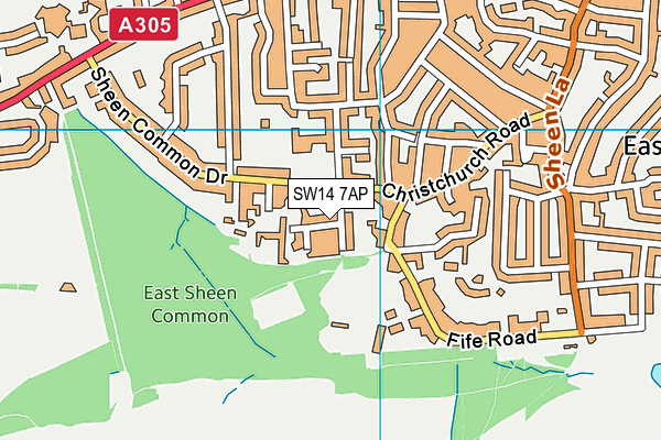 SW14 7AP map - OS VectorMap District (Ordnance Survey)