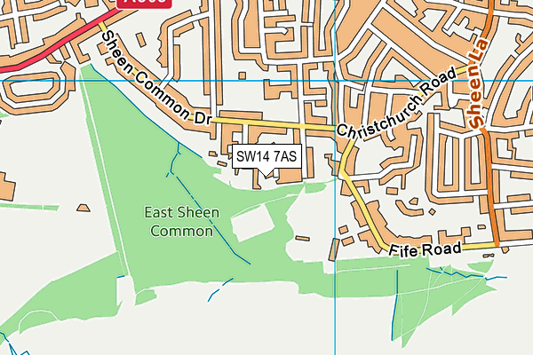 SW14 7AS map - OS VectorMap District (Ordnance Survey)